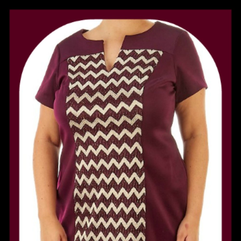 CONNECTED Sheath Dress-20W-Pretty Bordeaux with Sp
